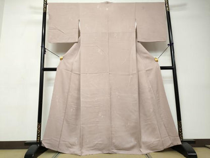 平和屋着物●上質な色無地　草花地紋　梅鼠色　正絹　逸品　DABI9356ud