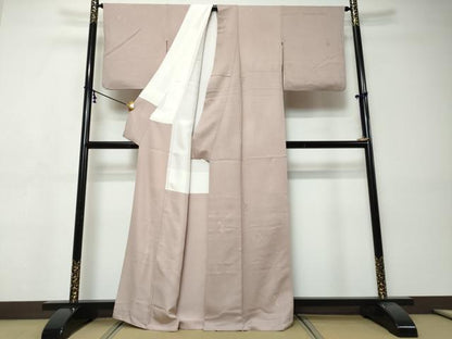 平和屋着物●上質な色無地　草花地紋　梅鼠色　正絹　逸品　DABI9356ud