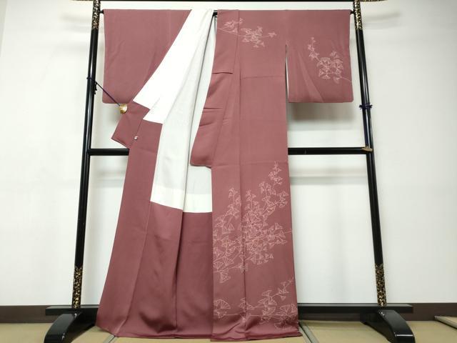平和屋着物●訪問着　刺繍　イチョウ　銀杏　正絹　逸品　DABI9358ud