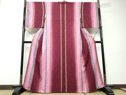 平和屋着物●上質な小紋　草花間道　暈し染め　金彩　正絹　逸品　DABI9360ud