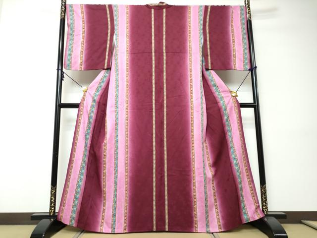 平和屋着物●上質な小紋　草花間道　暈し染め　金彩　正絹　逸品　DABI9360ud