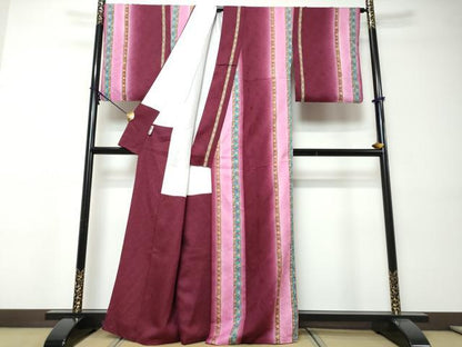 平和屋着物●上質な小紋　草花間道　暈し染め　金彩　正絹　逸品　DABI9360ud