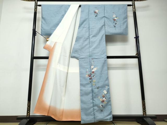 平和屋着物●訪問着　白山紬　友禅　草花文　正絹　逸品　DABI9366ud