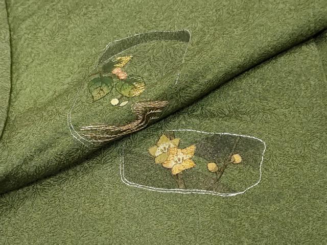 平和屋着物●染色作家　奥田祐斎　色留訪問着　刺繍　花蝶文　銀彩　正絹　逸品　DABI9367ud