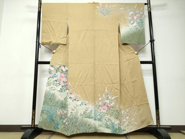 平和屋着物●訪問着　友禅　花鳥文　暈し染め　正絹　逸品　DABI9368ud