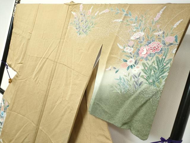 平和屋着物●訪問着　友禅　花鳥文　暈し染め　正絹　逸品　DABI9368ud