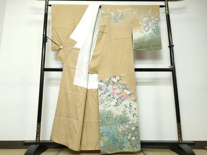 平和屋着物●訪問着　友禅　花鳥文　暈し染め　正絹　逸品　DABI9368ud