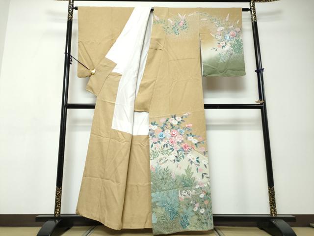 平和屋着物●訪問着　友禅　花鳥文　暈し染め　正絹　逸品　DABI9368ud