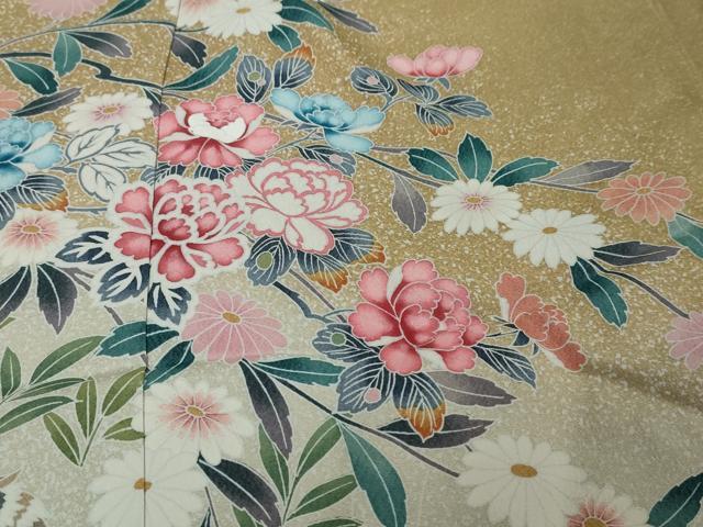 平和屋着物●訪問着　友禅　花鳥文　暈し染め　正絹　逸品　DABI9368ud