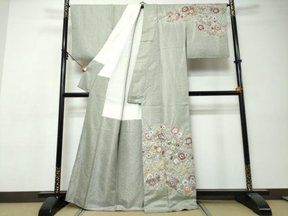 平和屋着物●訪問着　辻が花　銀通し地　正絹　逸品　DABI9370ud