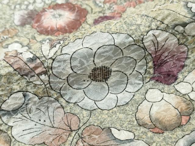 平和屋着物●訪問着　辻が花　銀通し地　正絹　逸品　DABI9370ud