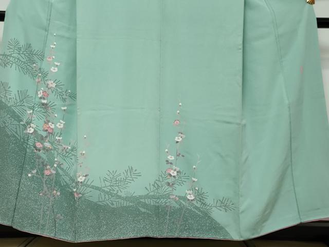 平和屋着物●訪問着　友禅　作家物　枝花文　シルエット　正絹　逸品　DABI9372ud