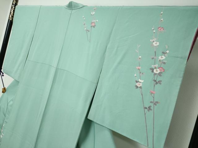 平和屋着物●訪問着　友禅　作家物　枝花文　シルエット　正絹　逸品　DABI9372ud