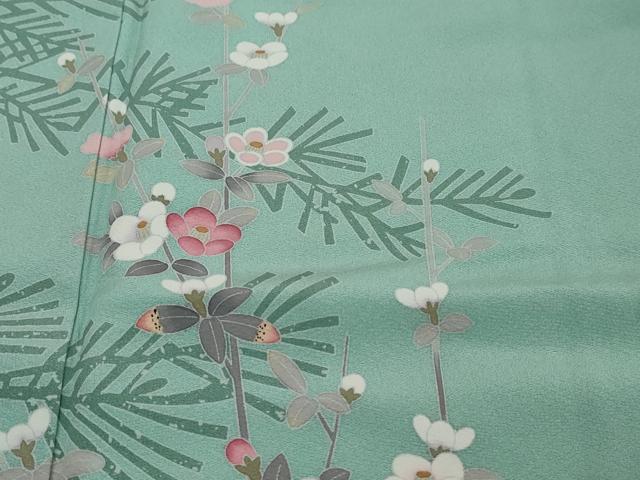 平和屋着物●訪問着　友禅　作家物　枝花文　シルエット　正絹　逸品　DABI9372ud