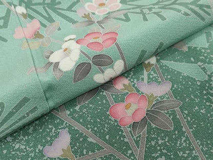 平和屋着物●訪問着　友禅　作家物　枝花文　シルエット　正絹　逸品　DABI9372ud