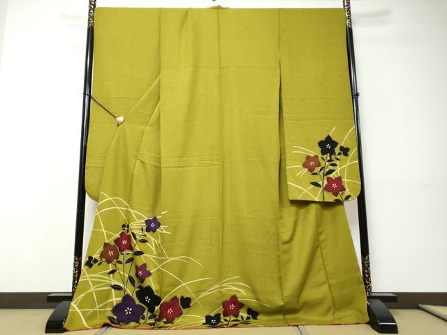 平和屋着物●豪華振袖　草花文　正絹　逸品　DABI9376ud