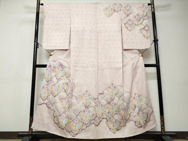 平和屋着物●名門　藤娘きぬたや・総絞り　訪問着　花蝶文　正絹　逸品　DABI9378ud