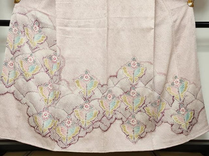 平和屋着物●名門　藤娘きぬたや・総絞り　訪問着　花蝶文　正絹　逸品　DABI9378ud