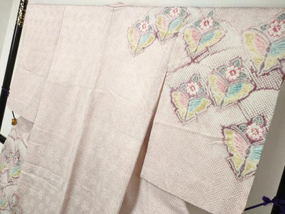 平和屋着物●名門　藤娘きぬたや・総絞り　訪問着　花蝶文　正絹　逸品　DABI9378ud