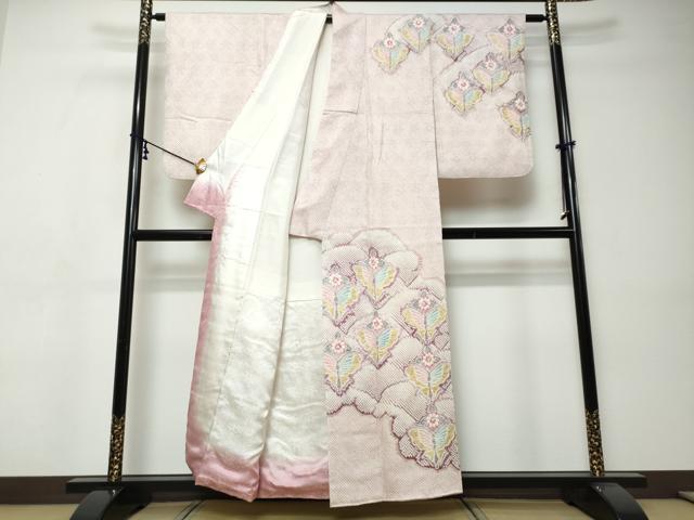 平和屋着物●名門　藤娘きぬたや・総絞り　訪問着　花蝶文　正絹　逸品　DABI9378ud