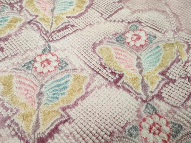 平和屋着物●名門　藤娘きぬたや・総絞り　訪問着　花蝶文　正絹　逸品　DABI9378ud