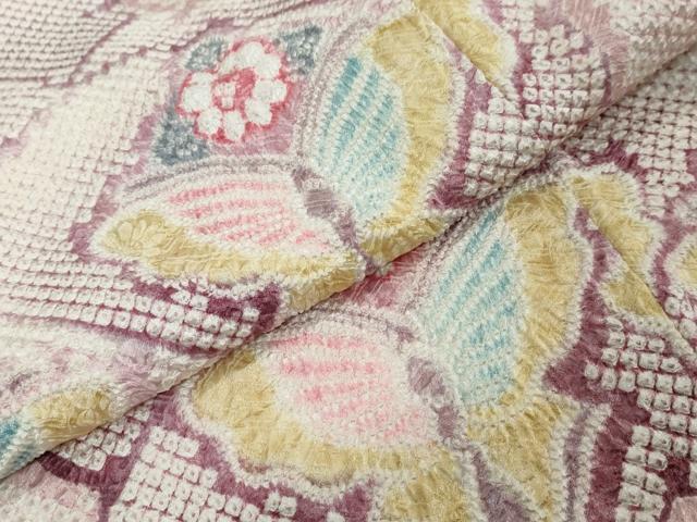 平和屋着物●名門　藤娘きぬたや・総絞り　訪問着　花蝶文　正絹　逸品　DABI9378ud