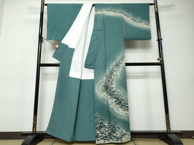 平和屋着物●好丹詩　一珍染　訪問着　樹林文　金彩　正絹　逸品　DABI9379ud