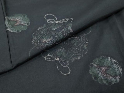 平和屋着物●上質な紬　雪輪草花文　正絹　逸品　DABI9380ud