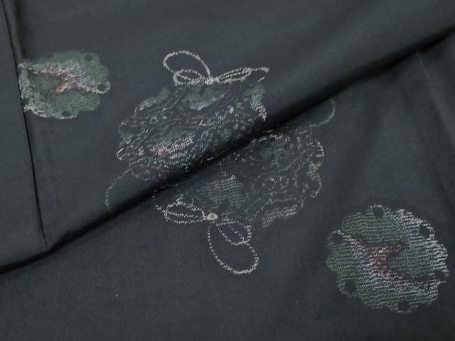 平和屋着物●上質な紬　雪輪草花文　正絹　逸品　DABI9380ud