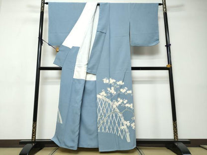 平和屋着物●色留訪問着　草花籬文　正絹　逸品　DABI9388ud