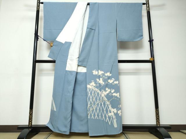 平和屋着物●色留訪問着　草花籬文　正絹　逸品　DABI9388ud