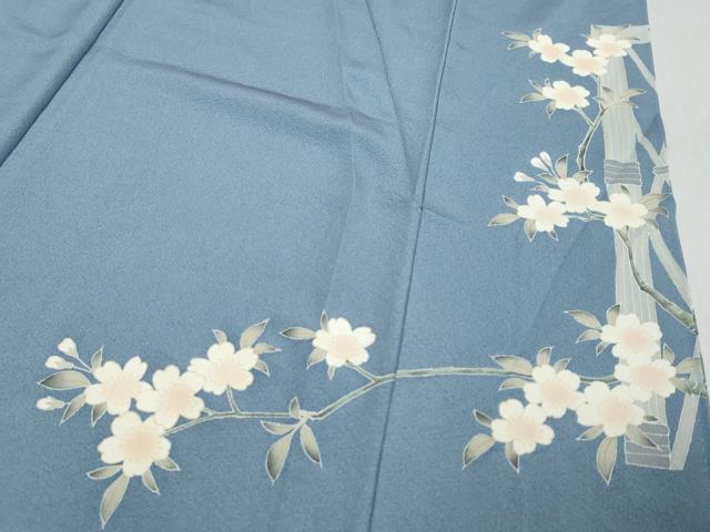 平和屋着物●色留訪問着　草花籬文　正絹　逸品　DABI9388ud