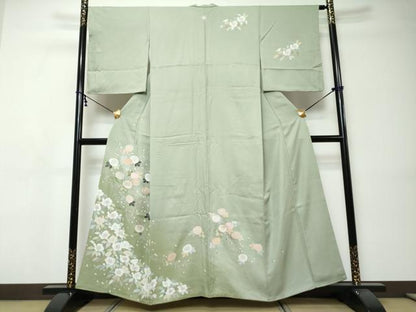 平和屋着物●訪問着　枝花文　暈し染め　金彩　正絹　逸品　DABI9390ud