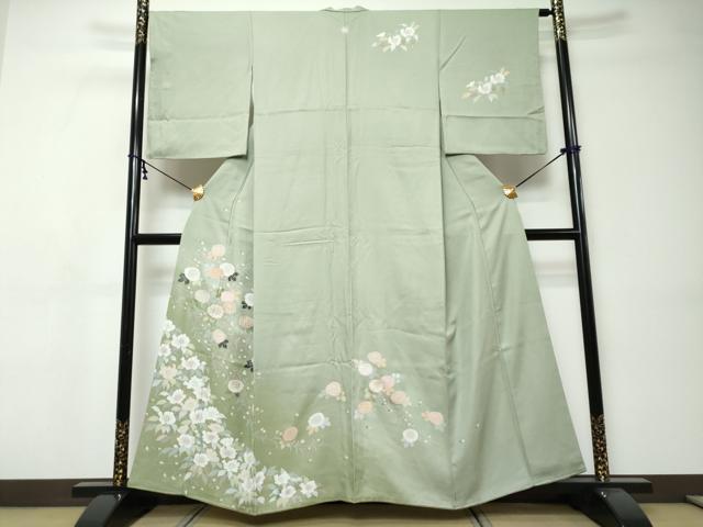 平和屋着物●訪問着　枝花文　暈し染め　金彩　正絹　逸品　DABI9390ud
