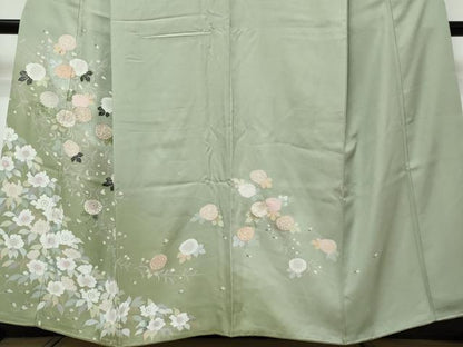 平和屋着物●訪問着　枝花文　暈し染め　金彩　正絹　逸品　DABI9390ud
