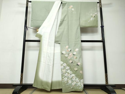 平和屋着物●訪問着　枝花文　暈し染め　金彩　正絹　逸品　DABI9390ud