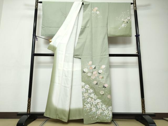 平和屋着物●訪問着　枝花文　暈し染め　金彩　正絹　逸品　DABI9390ud