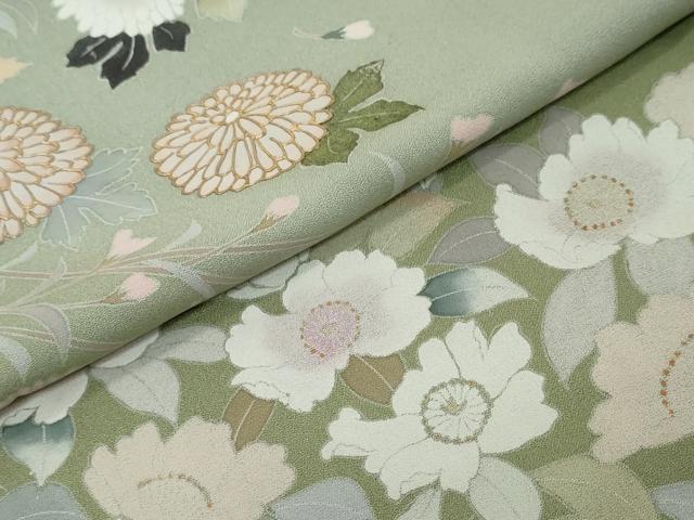 平和屋着物●訪問着　枝花文　暈し染め　金彩　正絹　逸品　DABI9390ud