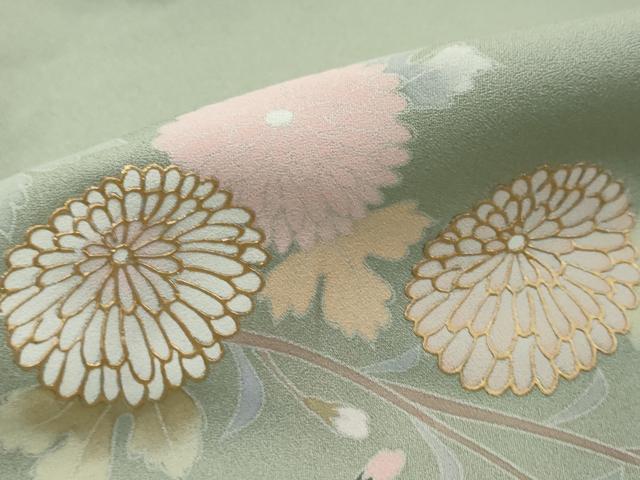 平和屋着物●訪問着　枝花文　暈し染め　金彩　正絹　逸品　DABI9390ud