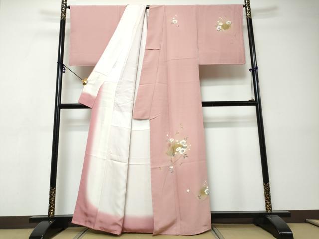 平和屋着物●訪問着　枝花文　暈し染め　金彩　正絹　逸品　未使用　DABI9394ud