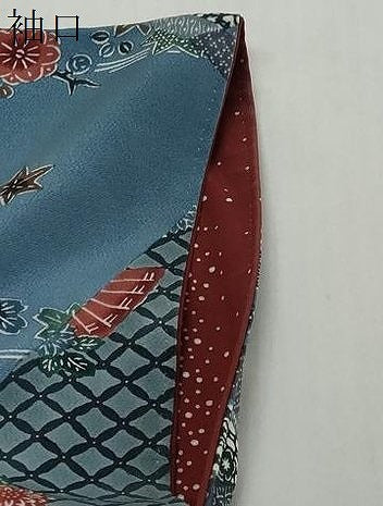 平和屋着物●江戸紅型　五味桂子　訪問着　型染め　扇面飛鶴草花文　正絹　逸品　DABI9398ud