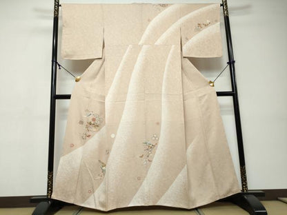 平和屋着物●訪問着　吉祥扇面宝尽くし文　金彩　正絹　逸品　DABI9399ud