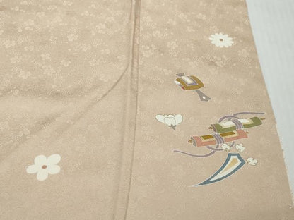 平和屋着物●訪問着　吉祥扇面宝尽くし文　金彩　正絹　逸品　DABI9399ud