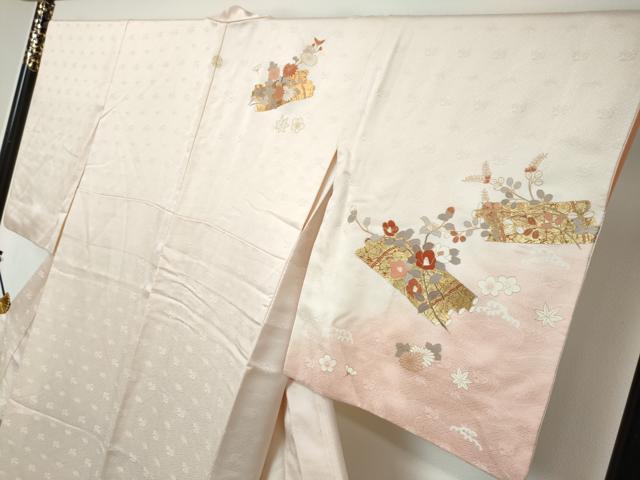 平和屋着物●訪問着　草花筏文　暈し染め　金彩　正絹　逸品　DABI9402ud