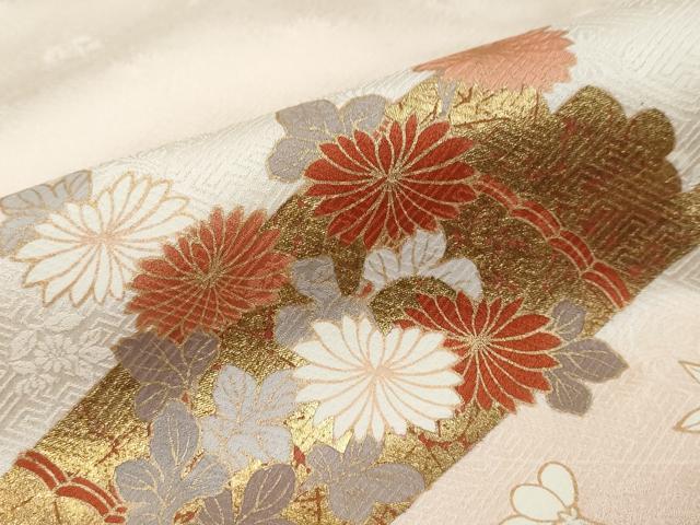 平和屋着物●訪問着　草花筏文　暈し染め　金彩　正絹　逸品　DABI9402ud