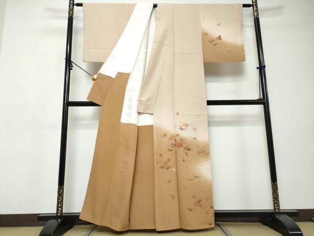 平和屋着物●訪問着　草花文　暈し染め　金彩　正絹　逸品　未使用　DABI9416ud
