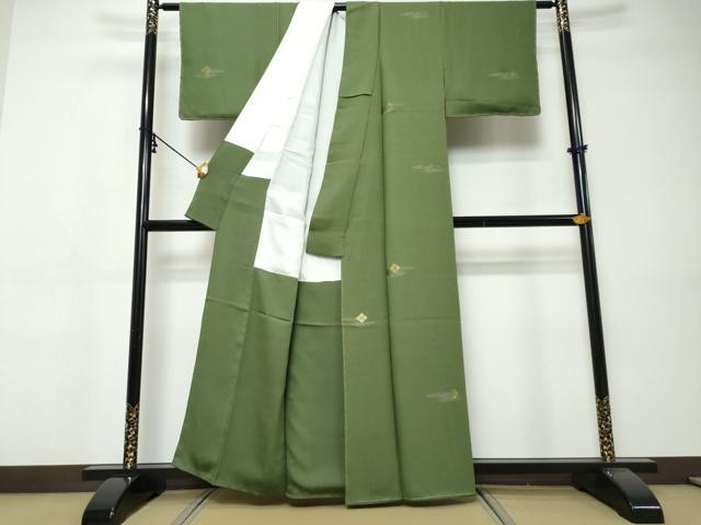 平和屋着物●上質な小紋　寿光織　菱文　金銀糸　正絹　逸品　未使用　DABI9418ud
