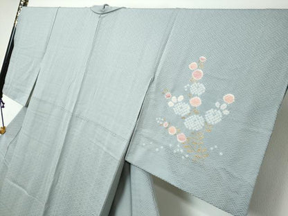 平和屋着物●訪問着　絞り　草花籬文　金彩　正絹　逸品　DABI9421ud