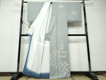 平和屋着物●訪問着　絞り　草花籬文　金彩　正絹　逸品　DABI9421ud