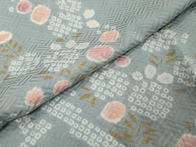 平和屋着物●訪問着　絞り　草花籬文　金彩　正絹　逸品　DABI9421ud